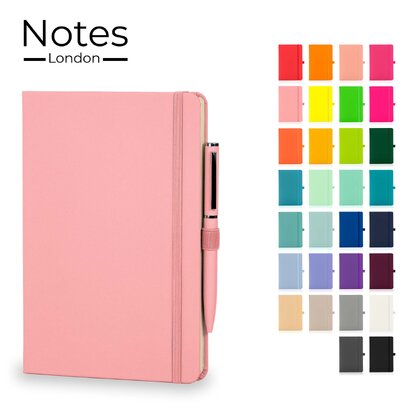 Notes London - Wilson A5 Certified Sustainably Sourced  Notebook & Pen Set in Baby Pink