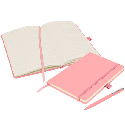 Notes London - Wilson A5 Certified Sustainably Sourced  Notebook & Pen Set in Baby Pink