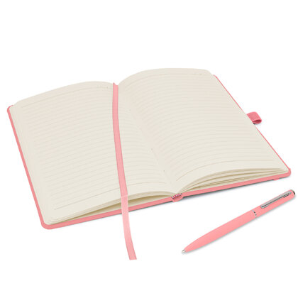 Notes London - Wilson A5 Certified Sustainably Sourced  Notebook & Pen Set in Baby Pink
