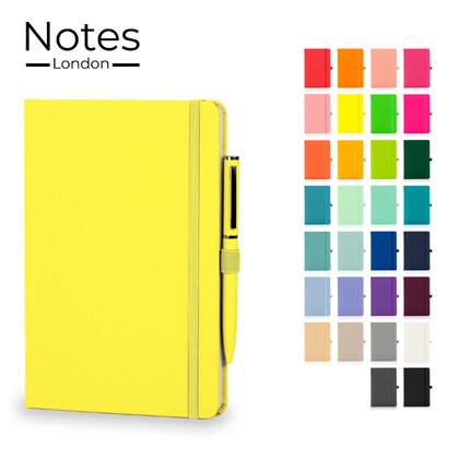 Notes London - Wilson A5 Neon Certified Sustainably Sourced  Notebook & Pen Set in Neon Yellow