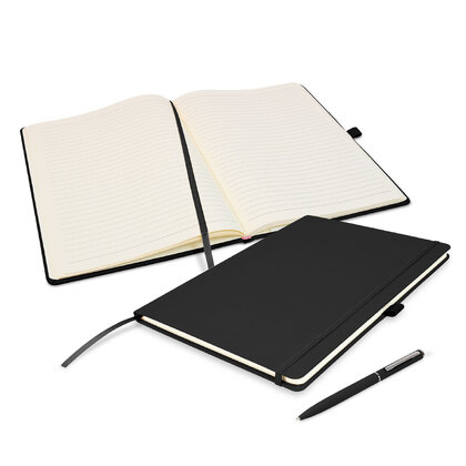 Notes London - Wilson A4 Certified Sustainably Sourced  Notebook & Pen Set in Black