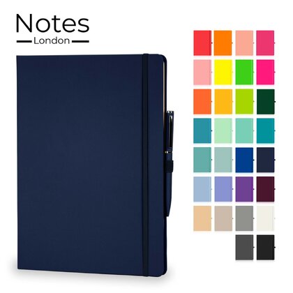 Notes London - Wilson A4 Certified Sustainably Sourced  Notebook & Pen Set in Navy