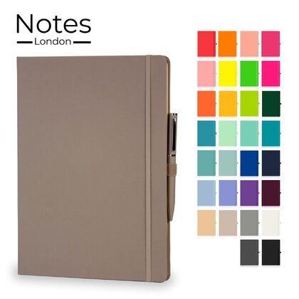 Notes London - Wilson A4 Certified Sustainably Sourced  Notebook & Pen Set in Pastel Mushroom