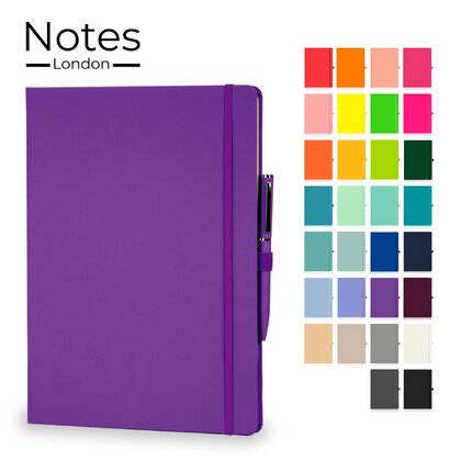Notes London - Wilson A4 Certified Sustainably Sourced  Notebook & Pen Set in Purple