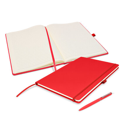 Notes London - Wilson A4 Certified Sustainably Sourced  Notebook & Pen Set in Red