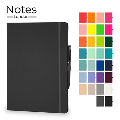 Notes London - Wilson A4 Certified Sustainably Sourced  Notebook & Pen Set in Dark Grey