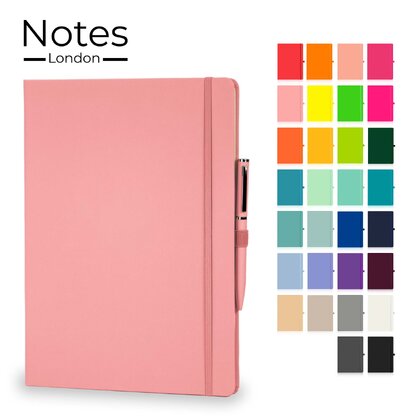 Notes London - Wilson A4 Certified Sustainably Sourced  Notebook & Pen Set in Baby Pink