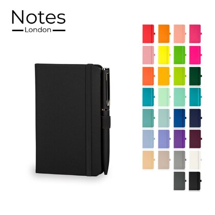 Notes London - Wilson A6 Certified Sustainably Sourced  Notebook & Pen Set in Black