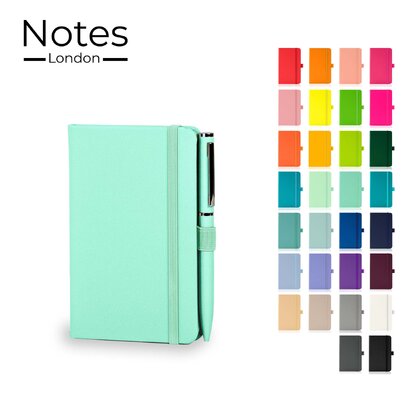 Notes London - Wilson A6 Certified Sustainably Sourced  Notebook & Pen Set in Pastel Aqua Marine