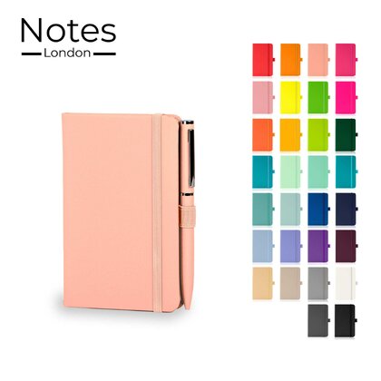 Notes London - Wilson A6 Certified Sustainably Sourced  Notebook & Pen Set in Pastel Pink
