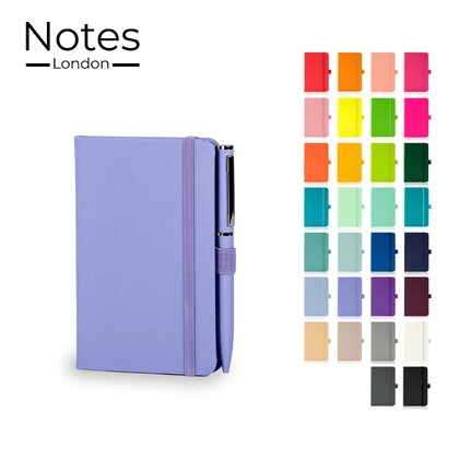 Notes London - Wilson A6 Certified Sustainably Sourced  Notebook & Pen Set in Pastel Purple