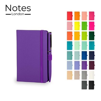 Notes London - Wilson A6 Certified Sustainably Sourced  Notebook & Pen Set in Purple