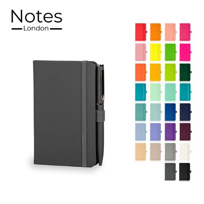 Notes London - Wilson A6 Certified Sustainably Sourced  Notebook & Pen Set in Dark Grey
