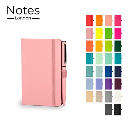 Notes London - Wilson A6 Certified Sustainably Sourced  Notebook & Pen Set in Baby Pink