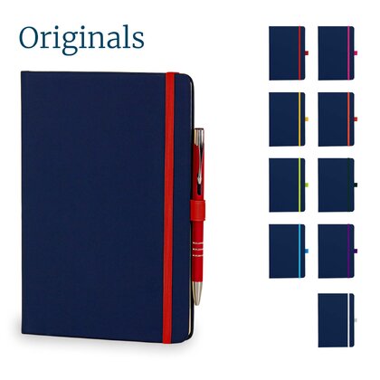Toretto A5 Lined Soft Touch PU Notebook & Pen Set in Red