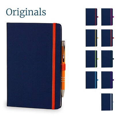 Toretto A5 Lined Soft Touch PU Notebook & Pen Set in Orange