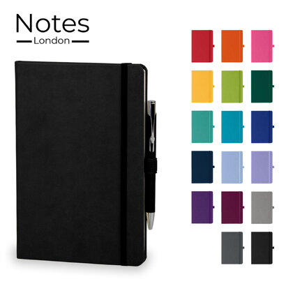 Holms A5 High Impact Thermal PU Cover Notebook & Pen Set in Black