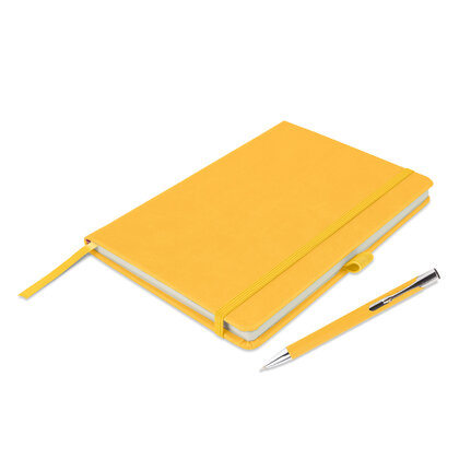 Holms A5 High Impact Thermal PU Cover Notebook & Pen Set in Yellow
