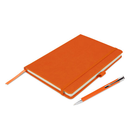 Holms A5 High Impact Thermal PU Cover Notebook & Pen Set in Orange