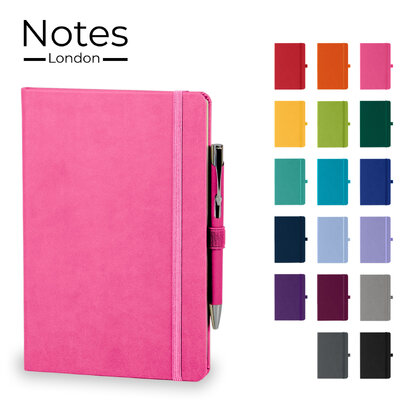 Holms A5 High Impact Thermal PU Cover Notebook & Pen Set in Pink