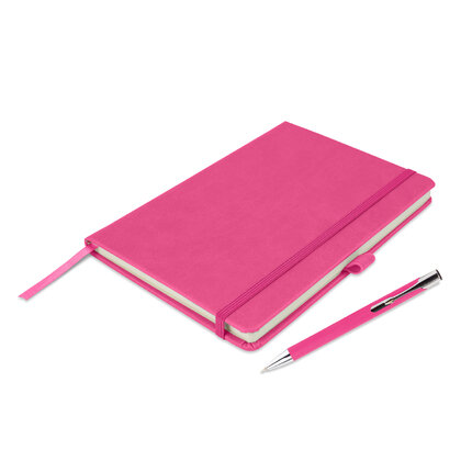 Holms A5 High Impact Thermal PU Cover Notebook & Pen Set in Pink