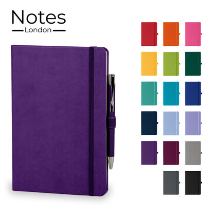 Holms A5 High Impact Thermal PU Cover Notebook & Pen Set in Purple
