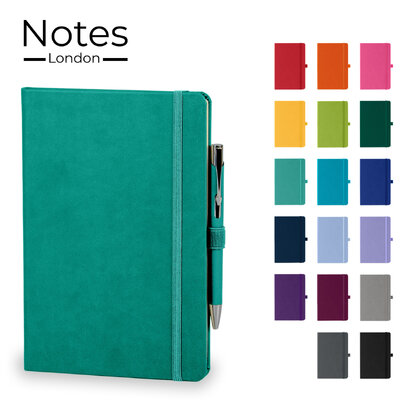 Holms A5 High Impact Thermal PU Cover Notebook & Pen Set in Teal