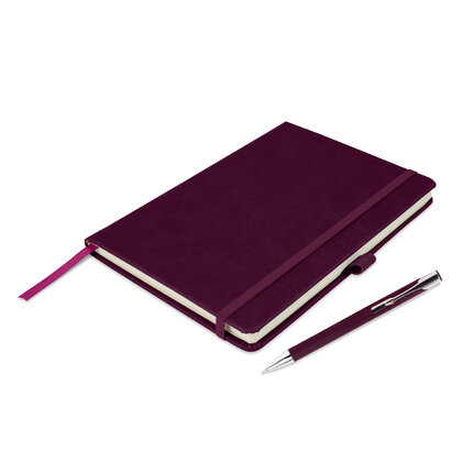 Holms A5 High Impact Thermal PU Cover Notebook & Pen Set in Burgundy