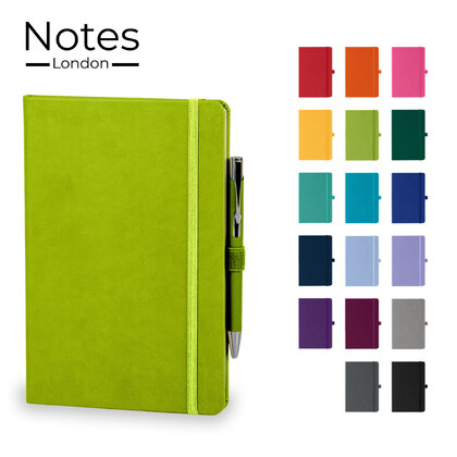 Holms A5 High Impact Thermal PU Cover Notebook & Pen Set in Lime