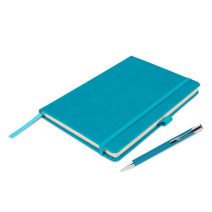 Holms A5 High Impact Thermal PU Cover Notebook & Pen Set in Cyan