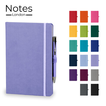 Holms A5 High Impact Thermal PU Cover Notebook & Pen Set in Pastel Purple