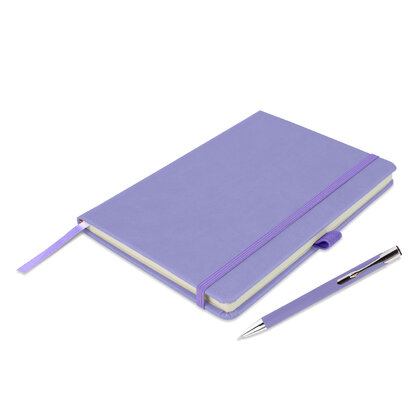 Holms A5 High Impact Thermal PU Cover Notebook & Pen Set in Pastel Purple