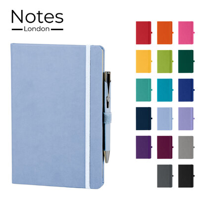 Holms A5 High Impact Thermal PU Cover Notebook & Pen Set in Pastel Blue