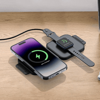 Noir Duo folding wireless charging station