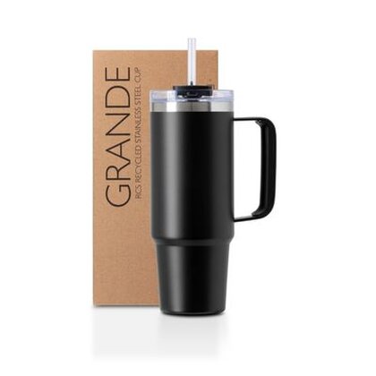 Grande 880ml recycled insulated cup with straw