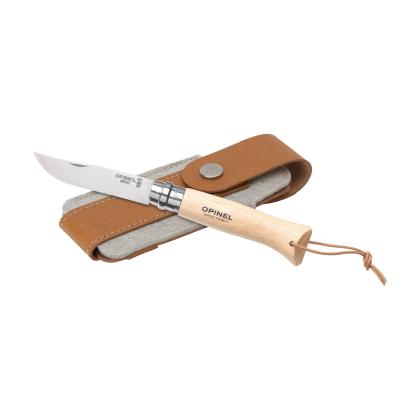 Opinel Inox No 8 pocket knife in a belt pouch