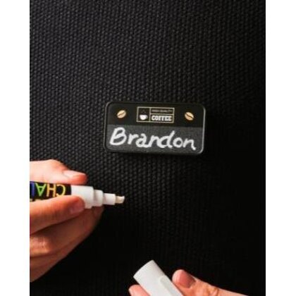 Always Recycled Chalkboard Name Badge &ndash; Rectangular Low Window - Safety Pin
