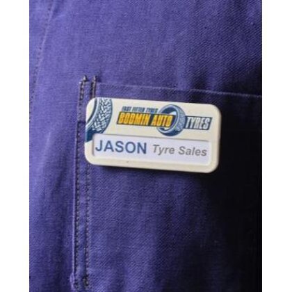 Always Recycled Reusable Name Badge &ndash; Rectangular Low Window - Safety Pin