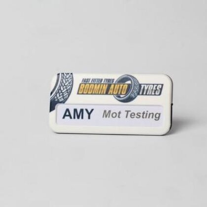 Always Recycled Reusable Name Badge &ndash; Rectangular Low Window - Safety Pin