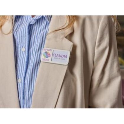 Always Recycled Reusable Name Badge &ndash; Rectangular Right Window - Combo Clip