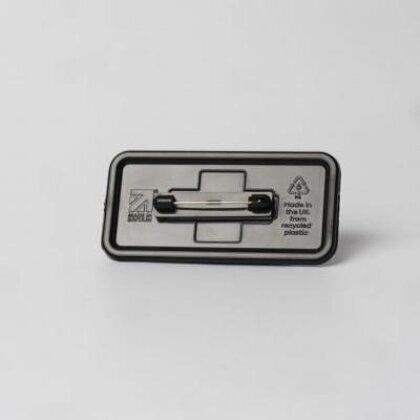 Always Recycled Reusable Name Badge &ndash; Rectangular Right Window - Safety Pin