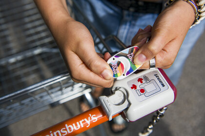 Recycled Pride Pop Coin Trolley Keyring