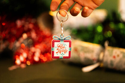 Recycled Christmas dECOration Present Keyring