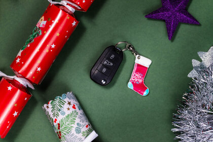 Recycled Christmas dECOration Stocking Keyring