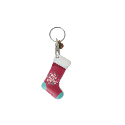 Recycled Christmas dECOration Stocking Keyring
